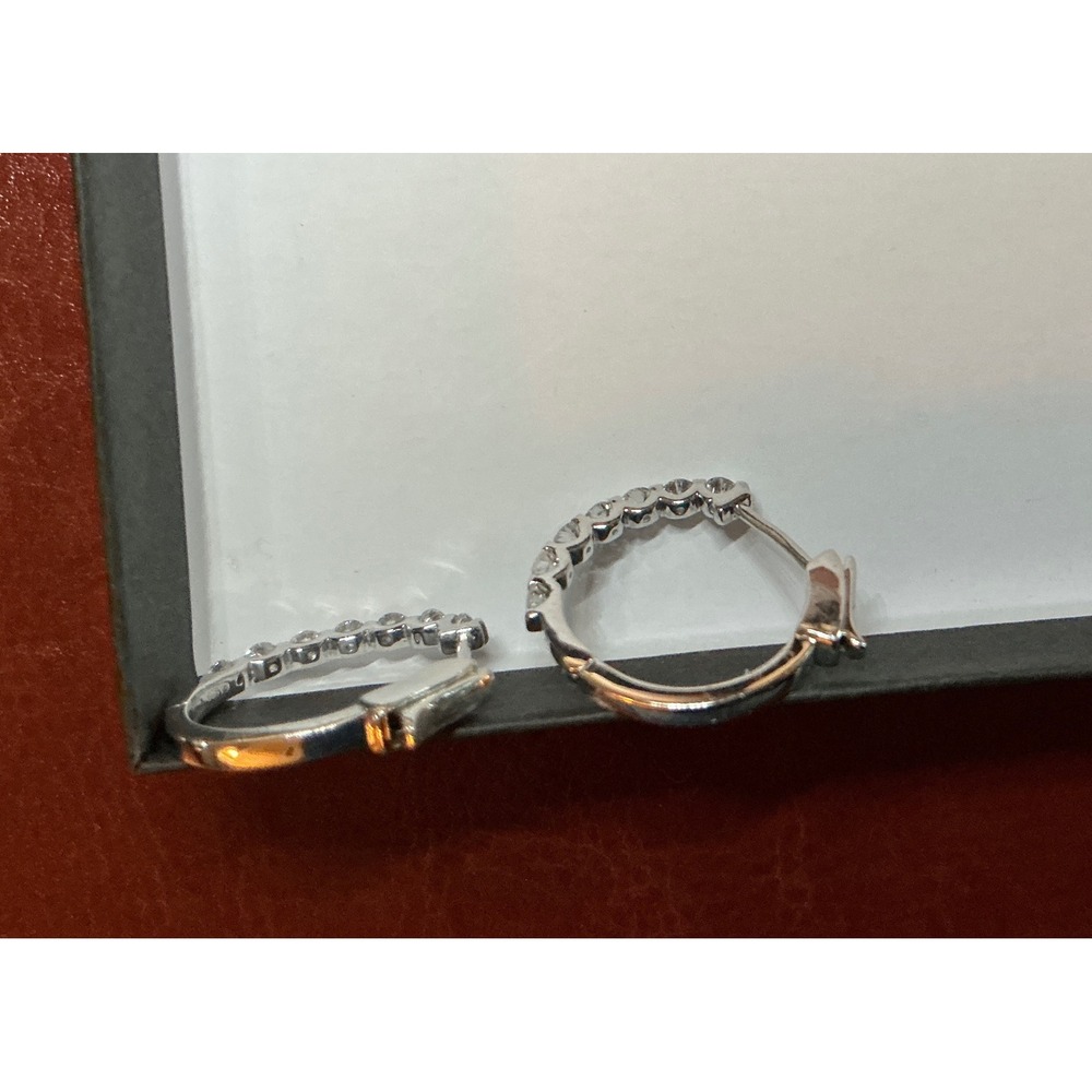 Diamond Sterling Silver Hoop Earrings, tension set, 1.10 carats - Picture 8 of 14
